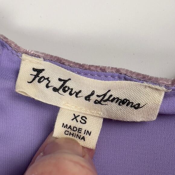 For Love & Lemons Viva Velvet Deep V Mini Dress in Lilac Womens XS - Picture 9 of 15